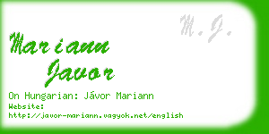 mariann javor business card