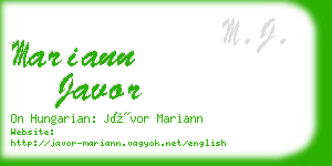 mariann javor business card